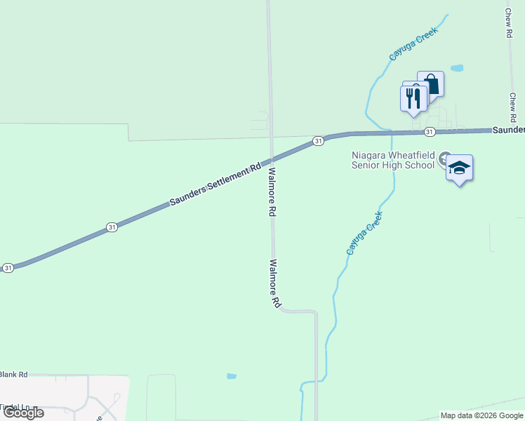 map of restaurants, bars, coffee shops, grocery stores, and more near 5808 Walmore Road in Lewiston