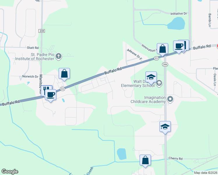 map of restaurants, bars, coffee shops, grocery stores, and more near 48 Ivy Bridge Way in Monroe County
