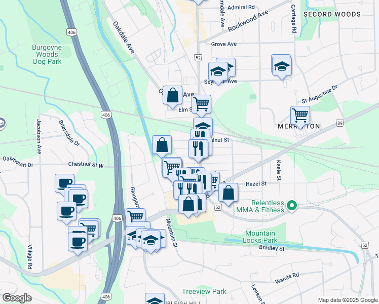 map of restaurants, bars, coffee shops, grocery stores, and more near 13 Chestnut Street East in St. Catharines