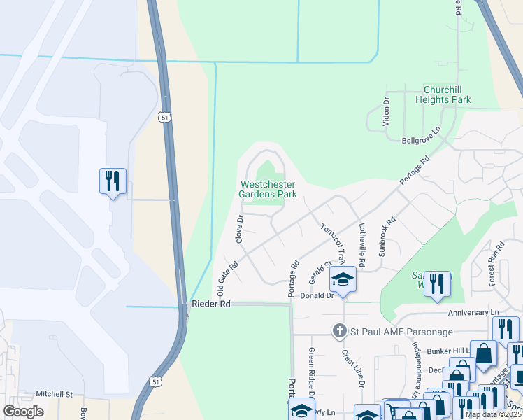 map of restaurants, bars, coffee shops, grocery stores, and more near 3918 Jenna Drive in Madison