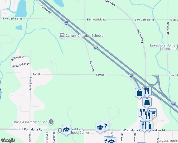 map of restaurants, bars, coffee shops, grocery stores, and more near 3224 Farr Road in Fruitport Charter Township