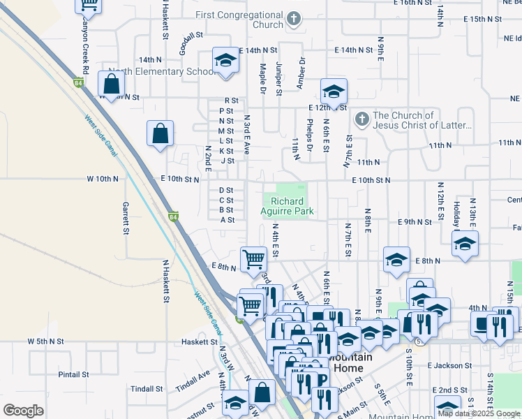 map of restaurants, bars, coffee shops, grocery stores, and more near 945 McKenna Drive in Mountain Home