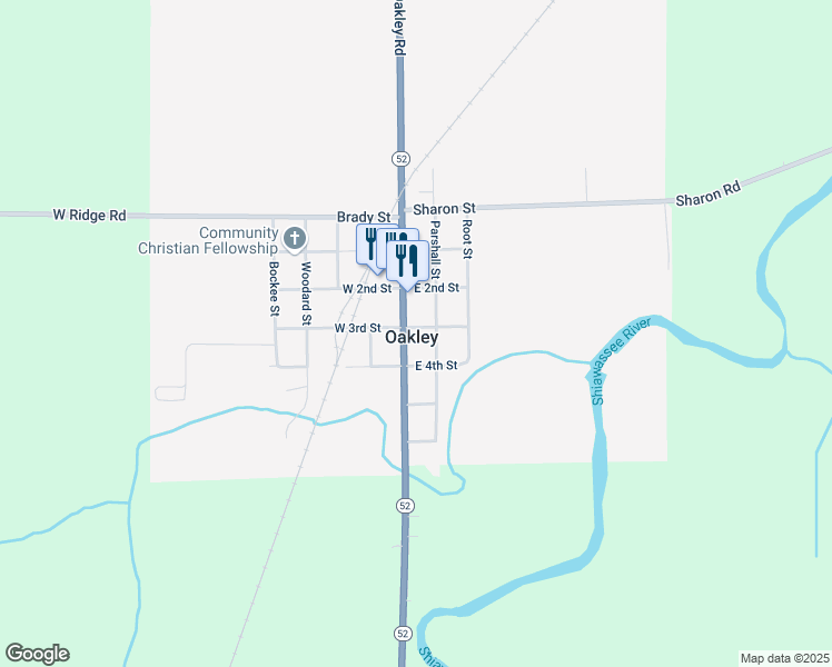 map of restaurants, bars, coffee shops, grocery stores, and more near in Oakley