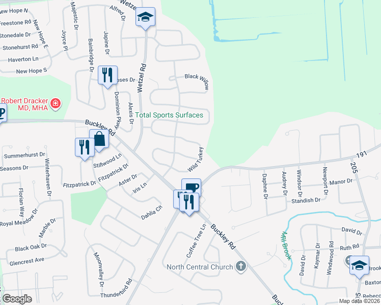 map of restaurants, bars, coffee shops, grocery stores, and more near 7639 Wild Turkey in Liverpool