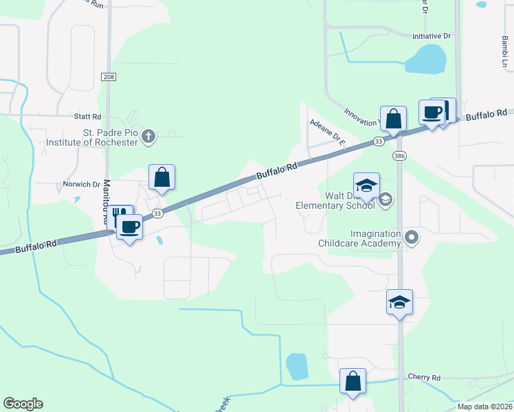 map of restaurants, bars, coffee shops, grocery stores, and more near 48 Ivy Bridge Way in Monroe County