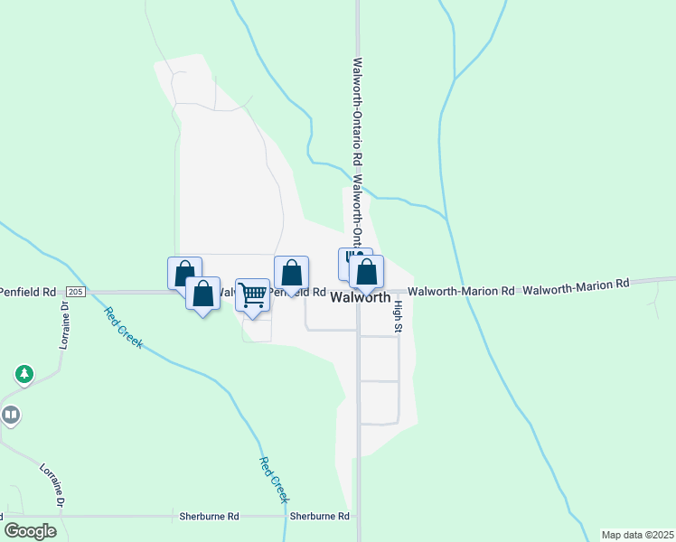 map of restaurants, bars, coffee shops, grocery stores, and more near 3745 Walworth-Ontario Rd in Wayne