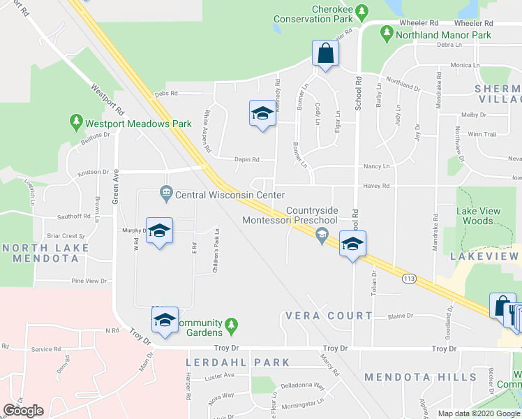 map of restaurants, bars, coffee shops, grocery stores, and more near 505 Northport Dr in Madison