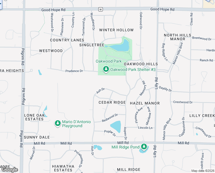 map of restaurants, bars, coffee shops, grocery stores, and more near N67W14582 Ash Drive in Menomonee Falls