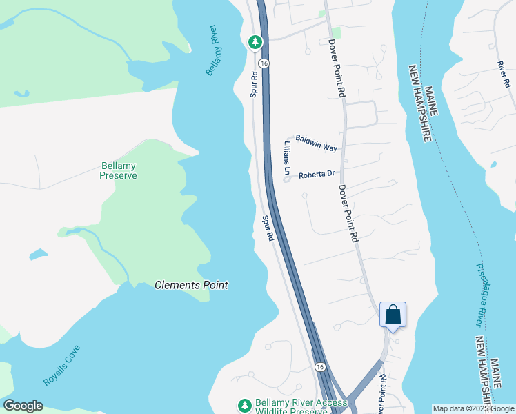 map of restaurants, bars, coffee shops, grocery stores, and more near 171 Spur Road in Dover