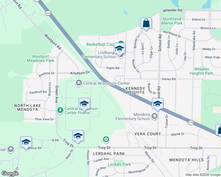 map of restaurants, bars, coffee shops, grocery stores, and more near 501 Northport Drive in Madison