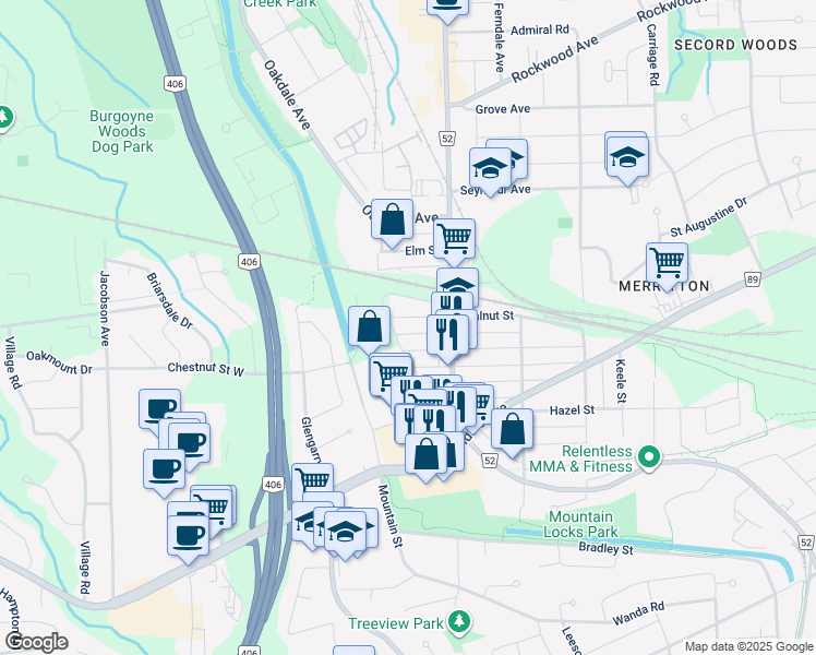 map of restaurants, bars, coffee shops, grocery stores, and more near in St. Catharines