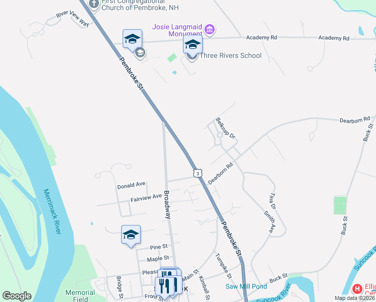 map of restaurants, bars, coffee shops, grocery stores, and more near 219 Pembroke Street in Pembroke