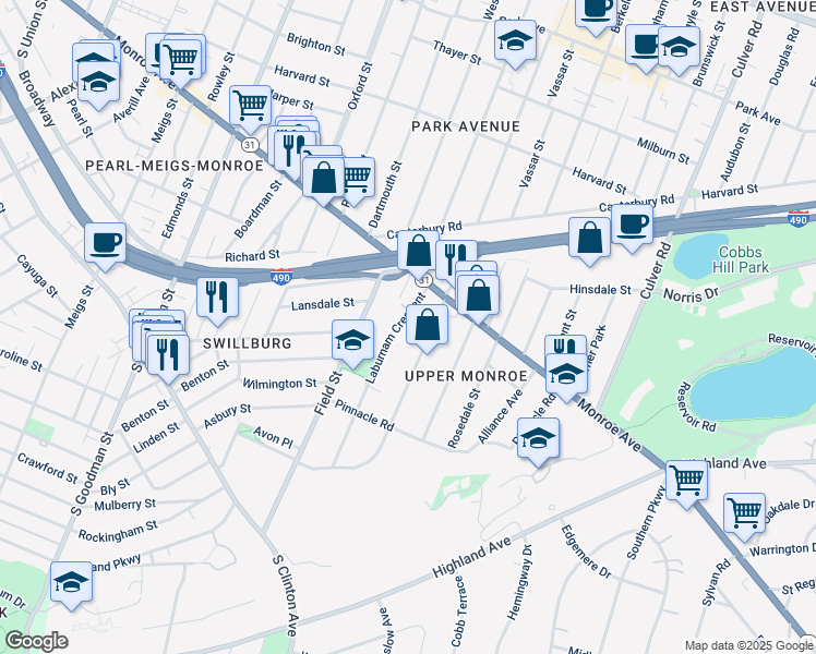 map of restaurants, bars, coffee shops, grocery stores, and more near in Brighton