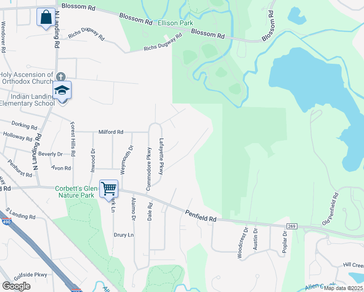 map of restaurants, bars, coffee shops, grocery stores, and more near 112 Collingsworth Drive in Rochester