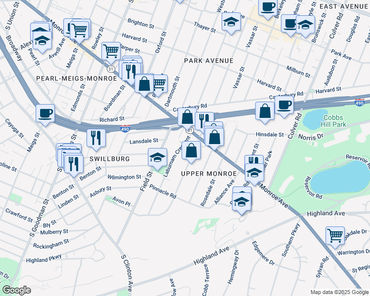 map of restaurants, bars, coffee shops, grocery stores, and more near in Brighton