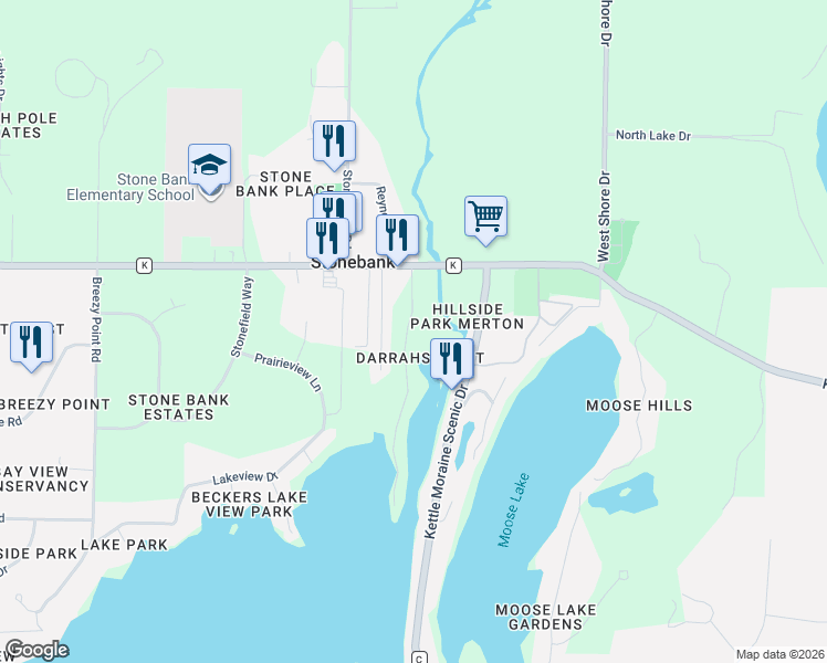 map of restaurants, bars, coffee shops, grocery stores, and more near N67W33441 Keats Circle in Oconomowoc