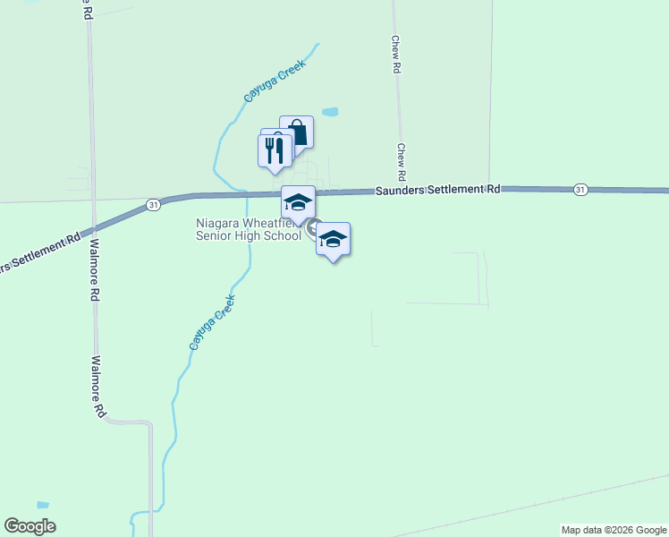 map of restaurants, bars, coffee shops, grocery stores, and more near 2292 Saunders Settlement Road in Sanborn