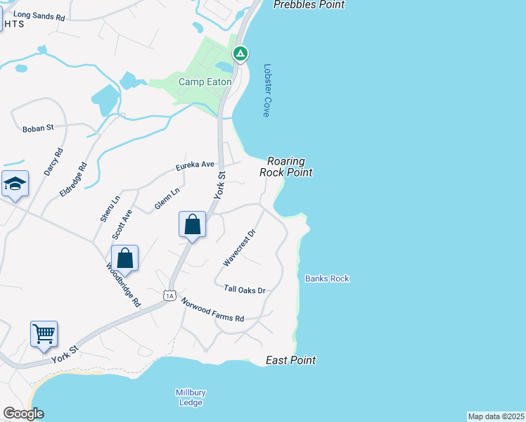 map of restaurants, bars, coffee shops, grocery stores, and more near 122 Norwood Farms Road in York