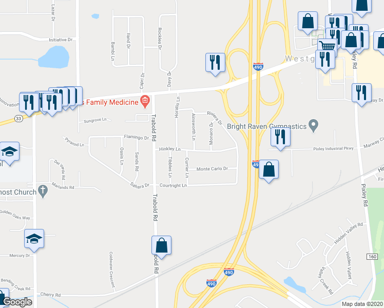 map of restaurants, bars, coffee shops, grocery stores, and more near 14 Hinkley Lane in Rochester