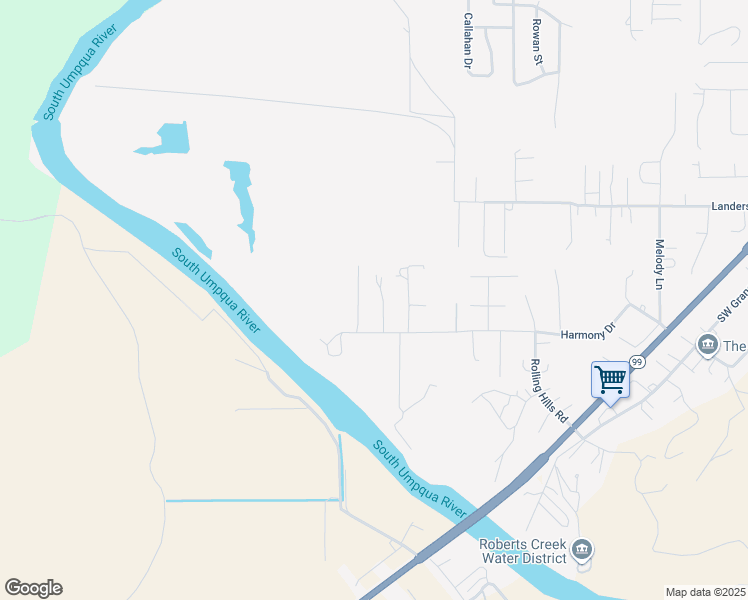 map of restaurants, bars, coffee shops, grocery stores, and more near 711 Harmony Drive in Roseburg