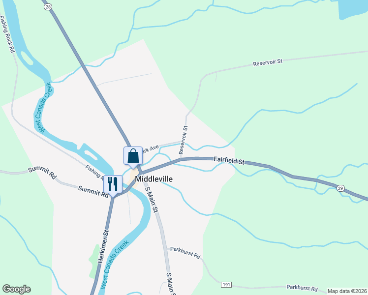 map of restaurants, bars, coffee shops, grocery stores, and more near 53 Fairfield Street in Middleville