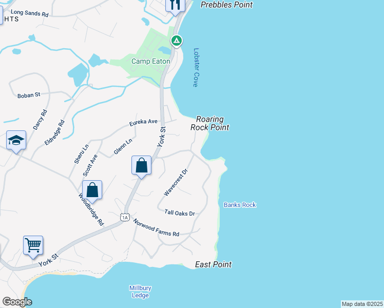 map of restaurants, bars, coffee shops, grocery stores, and more near 122 Norwood Farms Road in York