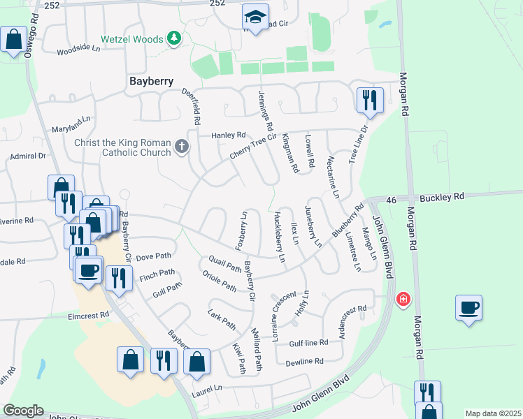 map of restaurants, bars, coffee shops, grocery stores, and more near 11 Gooseberry Lane in Liverpool
