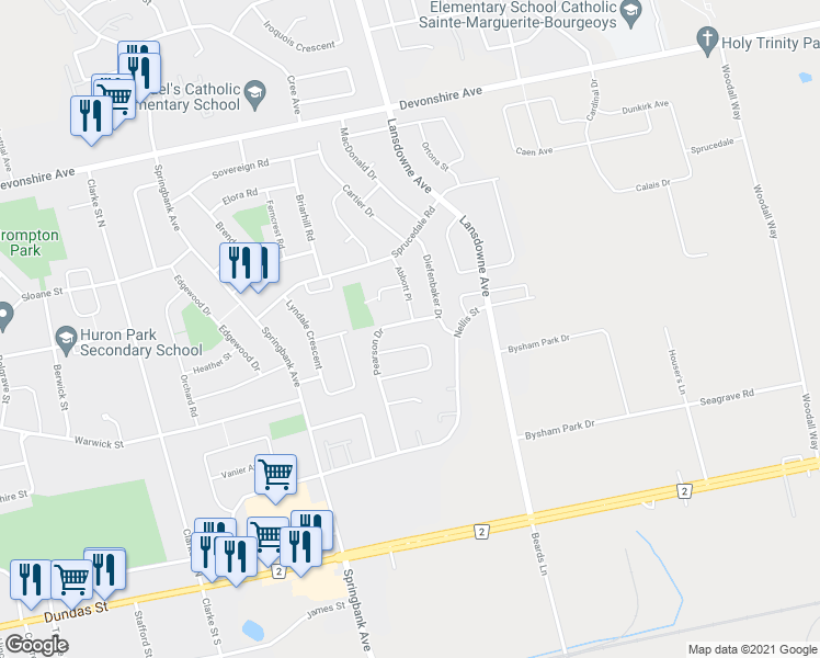 map of restaurants, bars, coffee shops, grocery stores, and more near 1138 Pearson Drive in Woodstock