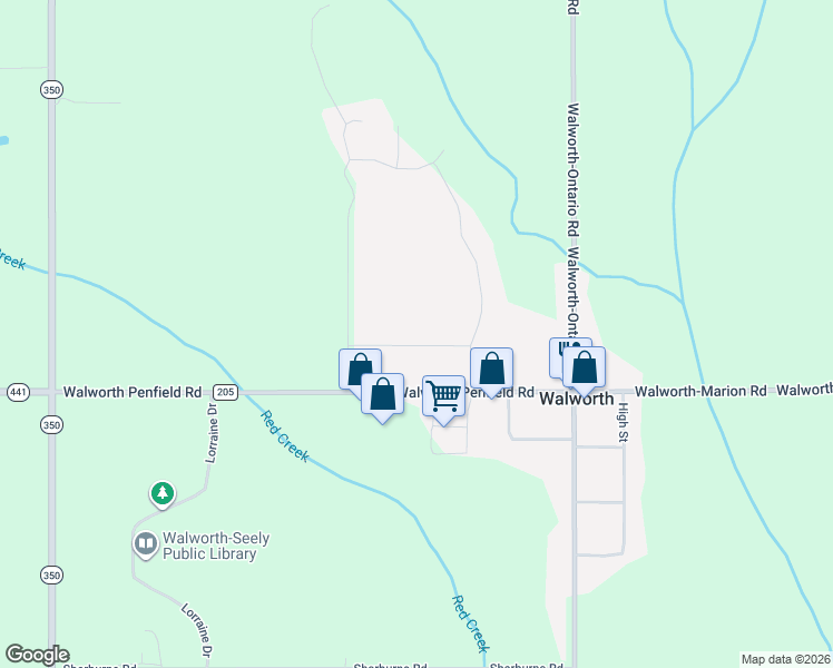 map of restaurants, bars, coffee shops, grocery stores, and more near 2101 Johnny Lane in Walworth