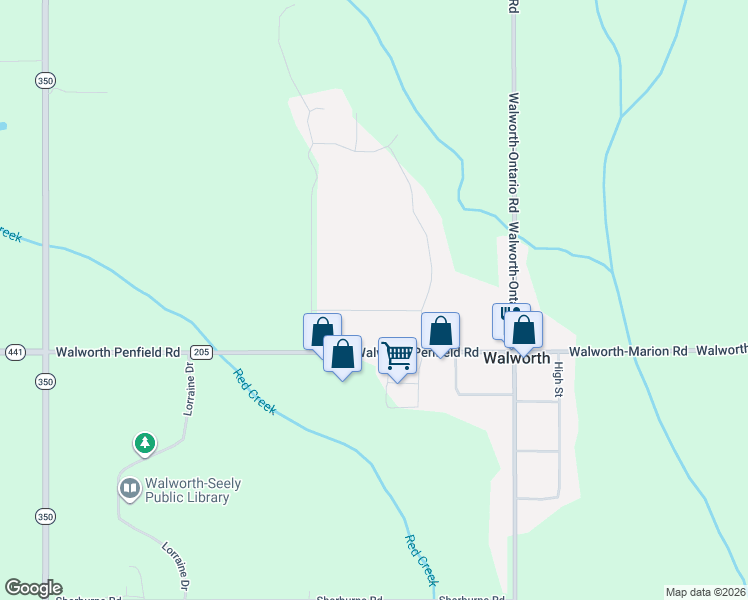 map of restaurants, bars, coffee shops, grocery stores, and more near 2101 Johnny Lane in Walworth
