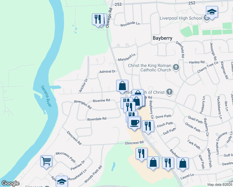 map of restaurants, bars, coffee shops, grocery stores, and more near in Onondaga County