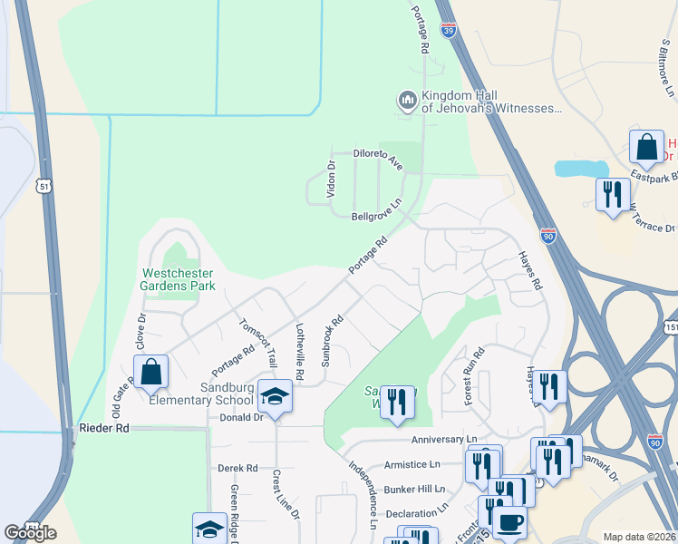 map of restaurants, bars, coffee shops, grocery stores, and more near 4207 Bellgrove Lane in Madison