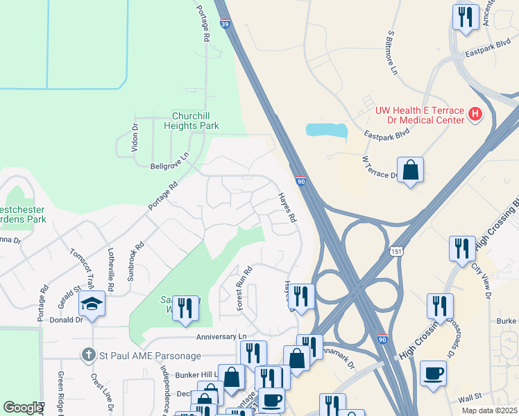 map of restaurants, bars, coffee shops, grocery stores, and more near 9 Summerview Court in Madison