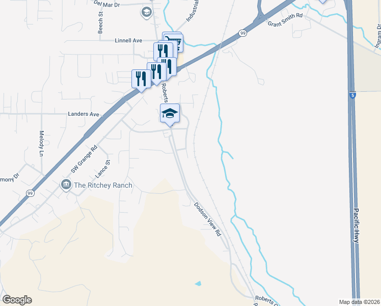 map of restaurants, bars, coffee shops, grocery stores, and more near 338 Kermanshah Street in Roseburg