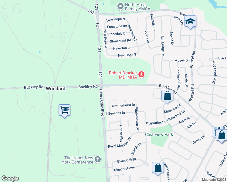 map of restaurants, bars, coffee shops, grocery stores, and more near 4744 Buckley Road in Liverpool