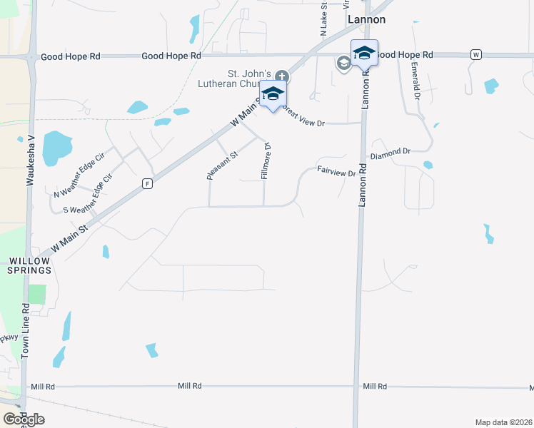 map of restaurants, bars, coffee shops, grocery stores, and more near N68W20843 Fairview Drive in Menomonee Falls