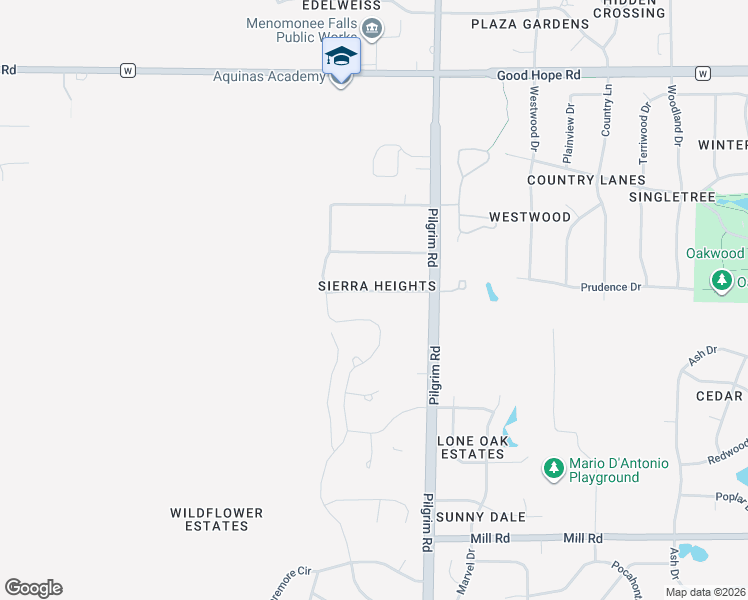 map of restaurants, bars, coffee shops, grocery stores, and more near N68W15787 Chateau Drive in Menomonee Falls