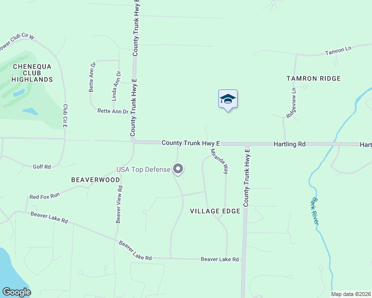 map of restaurants, bars, coffee shops, grocery stores, and more near W303N6790 Irene Lane in Hartland