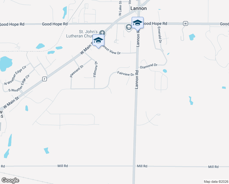 map of restaurants, bars, coffee shops, grocery stores, and more near W206N6814 Flora Drive in Menomonee Falls