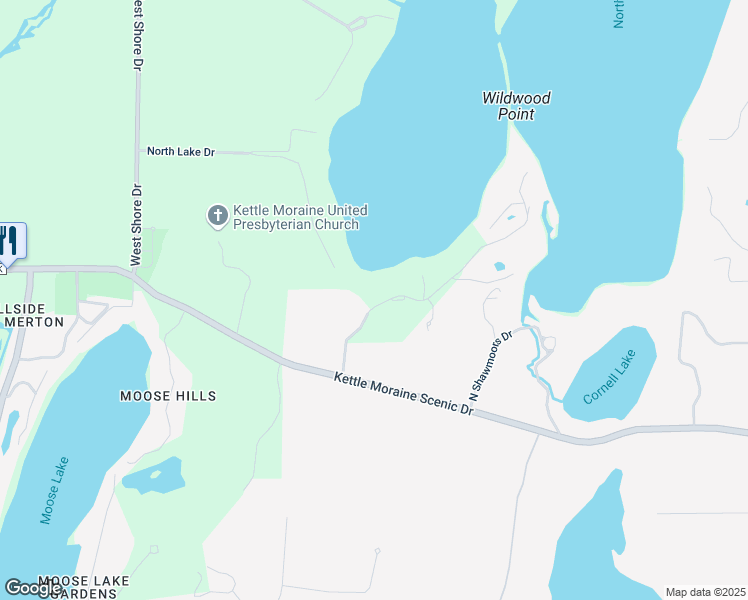 map of restaurants, bars, coffee shops, grocery stores, and more near N67W32454 Wildwood Point Road in Hartland