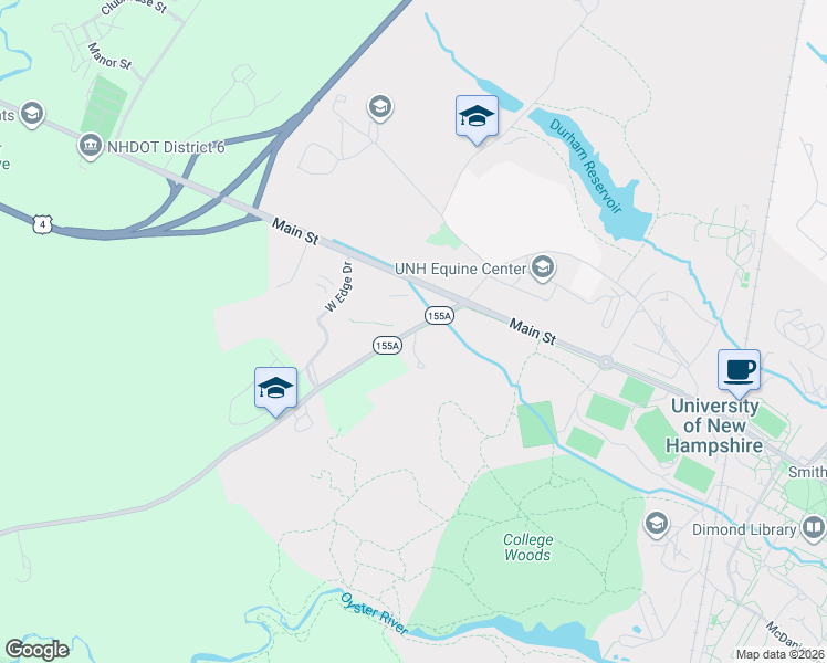 map of restaurants, bars, coffee shops, grocery stores, and more near 262 Mast Road in Lee