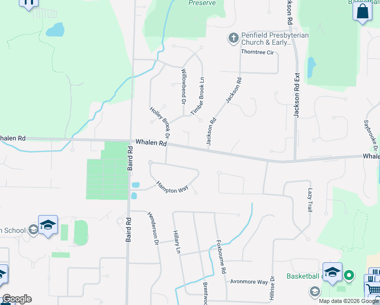 map of restaurants, bars, coffee shops, grocery stores, and more near 1013 Whalen Road in Penfield