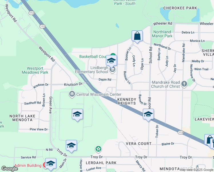 map of restaurants, bars, coffee shops, grocery stores, and more near 23 Cordelia Crescent in Madison