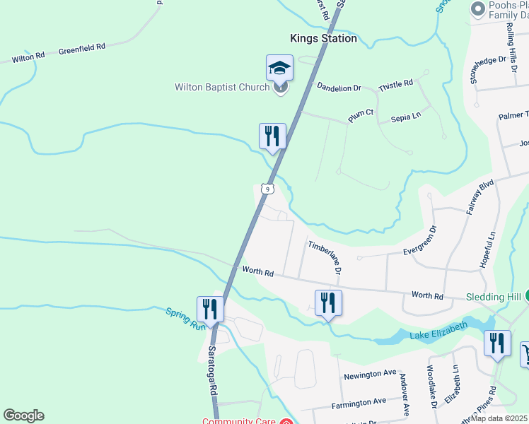 map of restaurants, bars, coffee shops, grocery stores, and more near 736 U.S. 9 in Wilton
