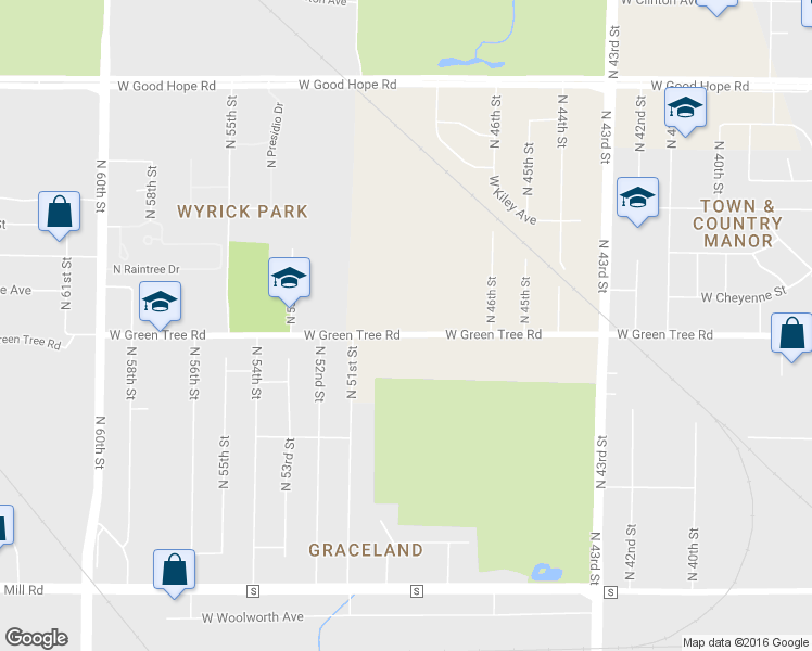 map of restaurants, bars, coffee shops, grocery stores, and more near 4918 West Green Tree Road in Milwaukee