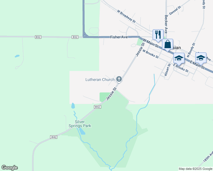 map of restaurants, bars, coffee shops, grocery stores, and more near in Ossian