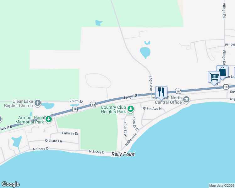 map of restaurants, bars, coffee shops, grocery stores, and more near 1720 U.S. 18 in Clear Lake