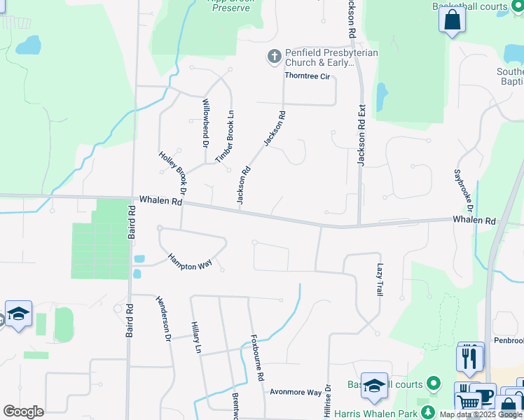 map of restaurants, bars, coffee shops, grocery stores, and more near in Penfield