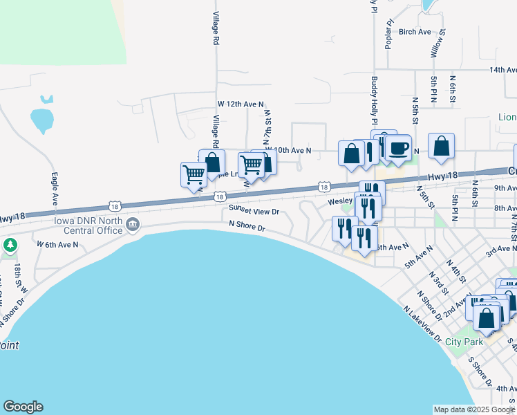 map of restaurants, bars, coffee shops, grocery stores, and more near 19 Sunset View Dr in Clear Lake