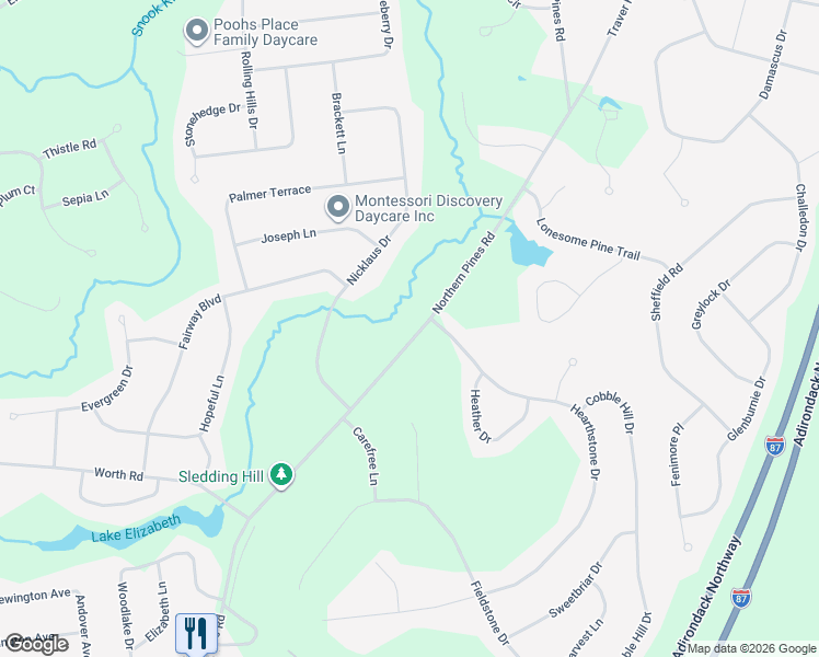 map of restaurants, bars, coffee shops, grocery stores, and more near 274 Northern Pines Road in Gansevoort